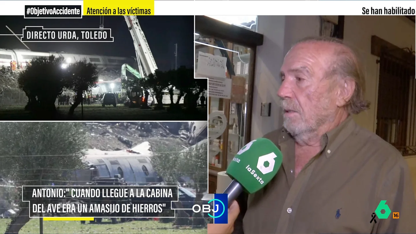 El farmacéutico de Urda describe el horror que encontró al llegar al accidente de tren Antonio García Condado, farmacéutico de Urda, explica lo que se encontró al llegar a la zona del accidente con una cabecera del AVE que era "un amasijo de hierros" y el tren Iryo que "era una tragedia todavía, si cabe, peor".