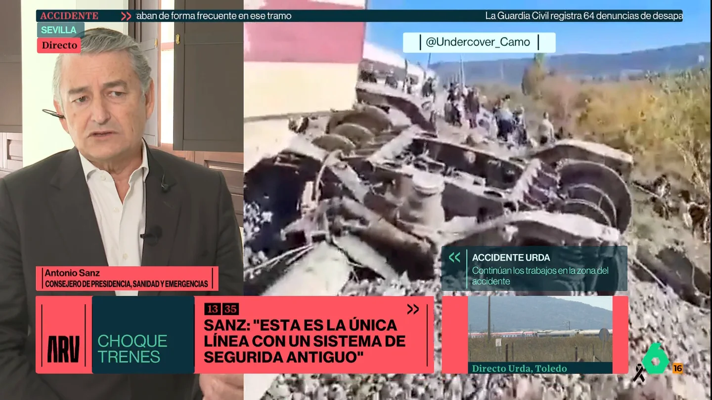 Antonio Sanz, tajante tras el accidente de tren en Toledo: "Es una cuestión de falta de inversión y de mantenimiento" Antonio Sanz, tajante tras el accidente de tren en Toledo: "Es una cuestión de falta de inversión y de mantenimiento"
