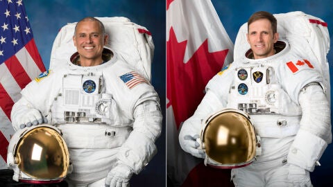 Los astronautas Anil Menon y Josha Kutryk